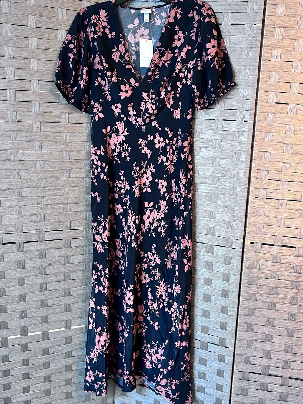 a new day Black Maxi Dress with Pink Floral Print